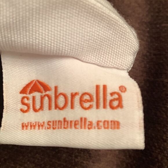 Set of 2 Orange Striped Sunbrella Indoor/Outdoor Throw Pillow Ivory 16” Square - Picture 7 of 10